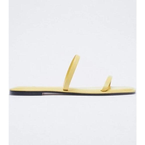 Zara Strappy Butter Yellow Minimal Sandals Size 41 (Approx US 10.5) - Picture 2 of 5